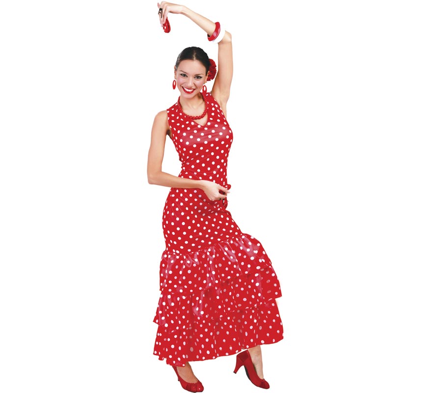 Red Sevillana costume for adult women