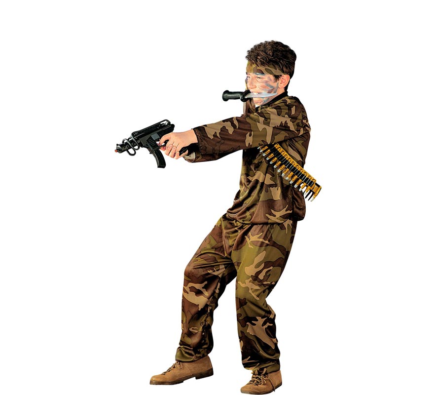 Costume da soldato mimetico marrone per bambini e ragazzi