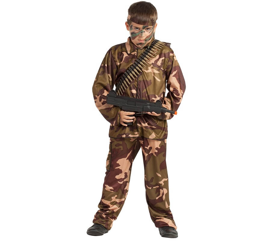 Conjunto de disfraz de soldado del ejército de camuflaje con casco de  combate con cinturón de bala, Camo