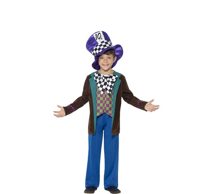 Disfraz de Sombrerero Loco a Cuadros para niño