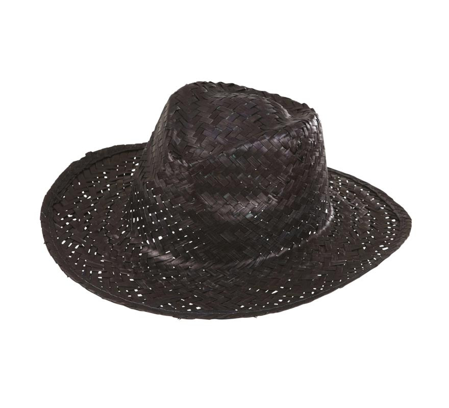 Black palm woven Panama hat costume