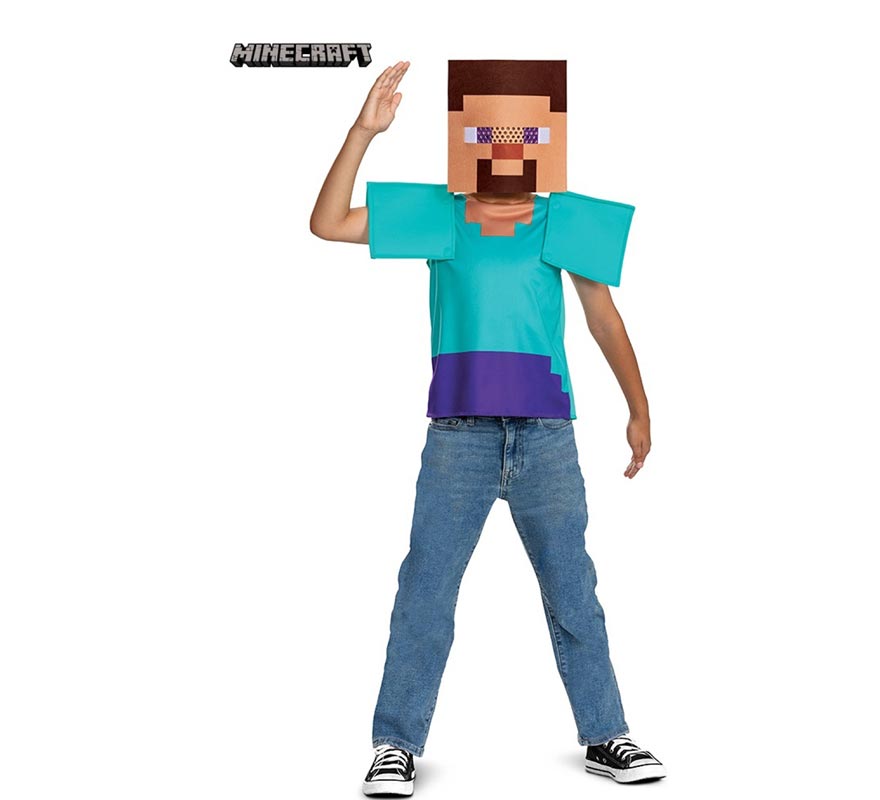 Minecraft Steve costume with mask for kids