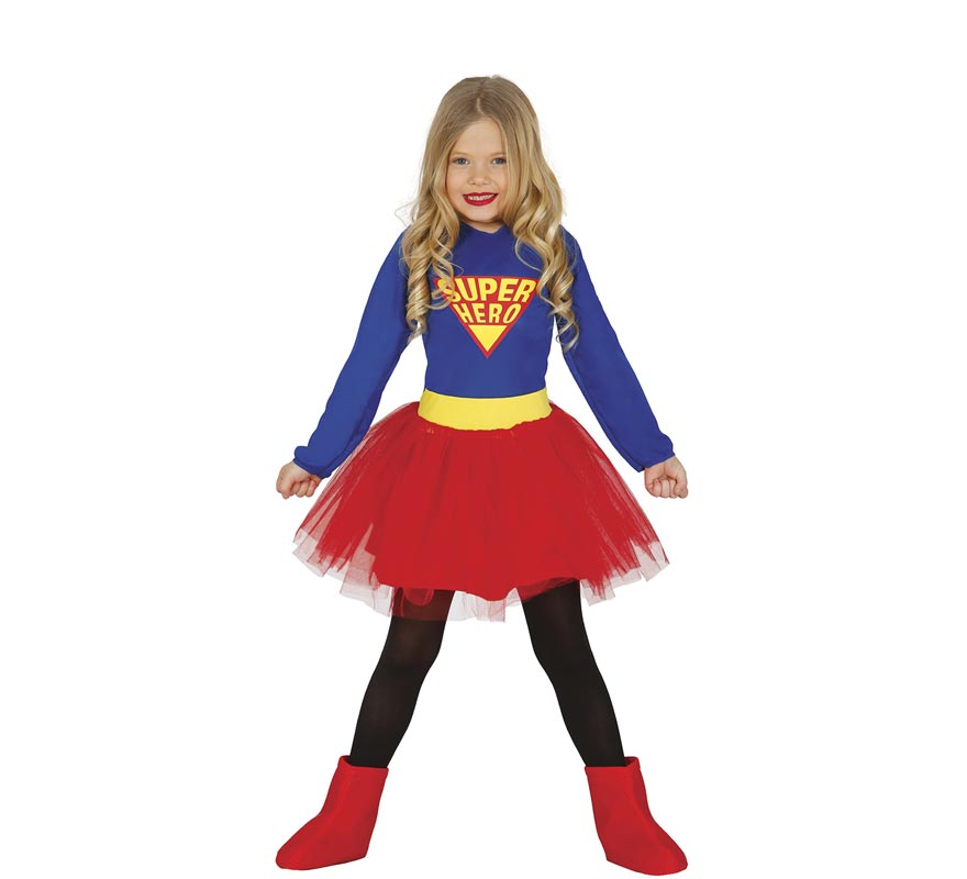 Blue and Red Super Heroine Costume with Tutu for Girl