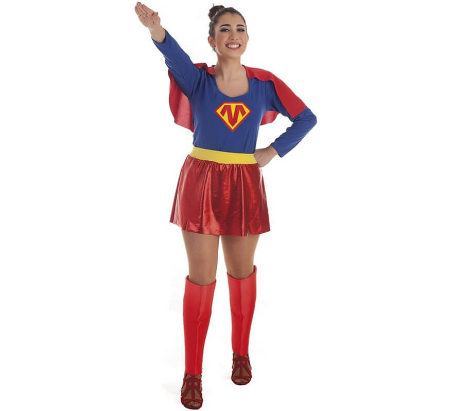 Disfraz de mujer maravilla de talla grande, vestido de manga larga rojo,  blanco y azul, traje de superhéroe y capa para Halloween