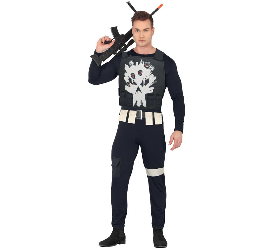 Fato de super-herói Justiceiro masculino