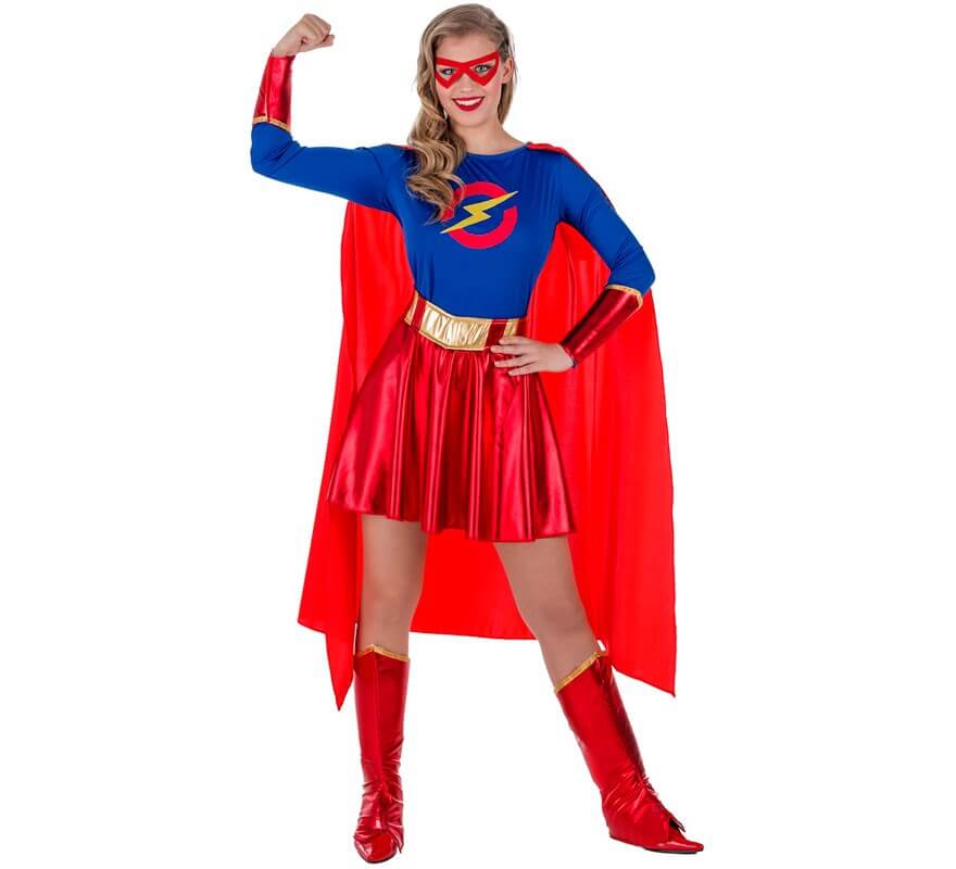 Pesimista ciclo Asombrosamente Disfraz de Superheroína Roja y Azul para mujer
