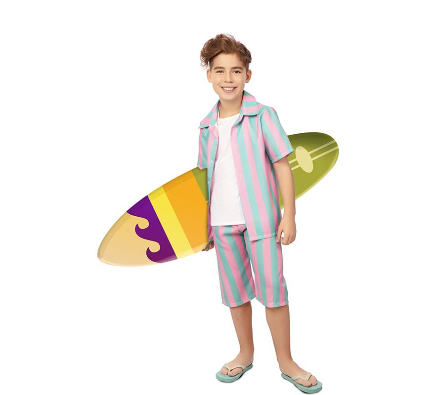 Pink and blue striped surfer costume for kids