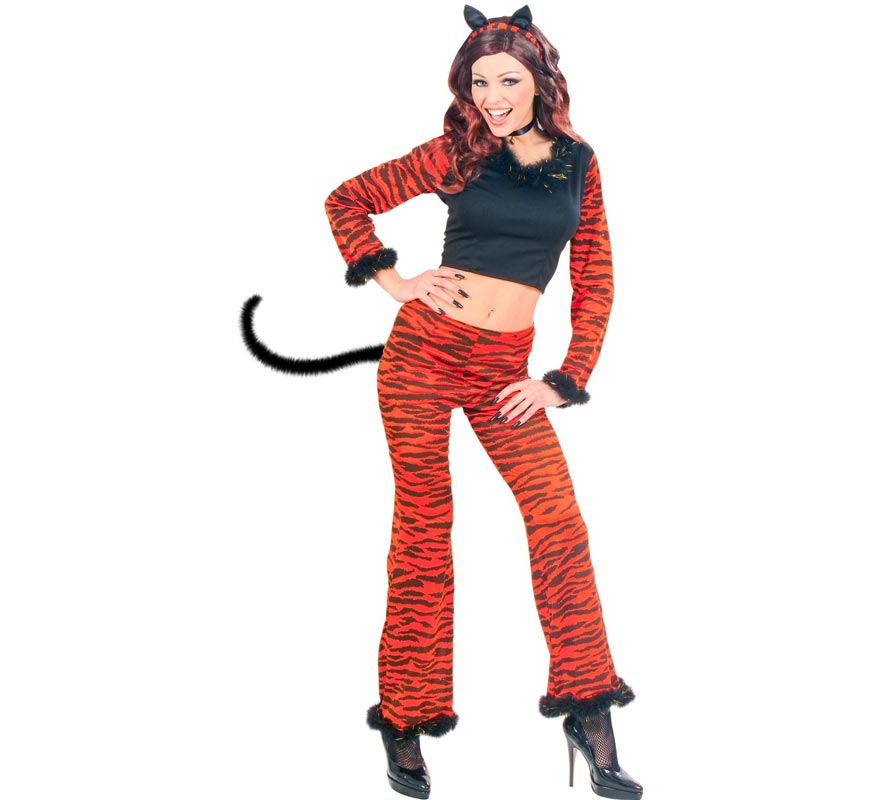 Costume de tigre orange à imprimé animal pour femme