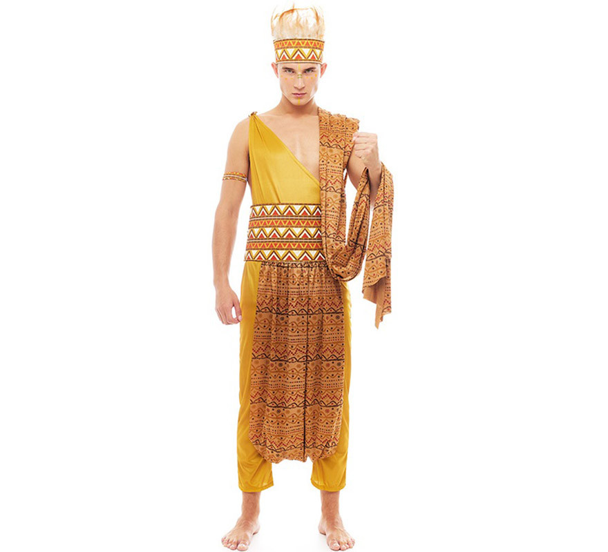 Disfraz de Tribal Africano amarillo y marrón para hombre
