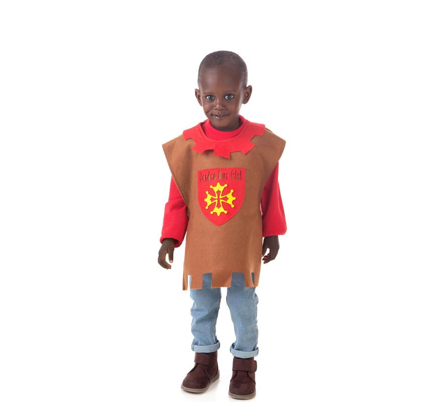 Medieval Crusader Tunic Costume with red battlements for children