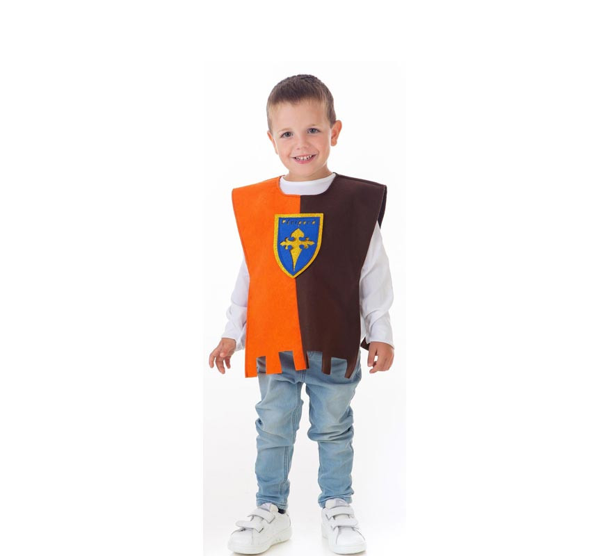 Orange and brown Medieval Tunic costume for children