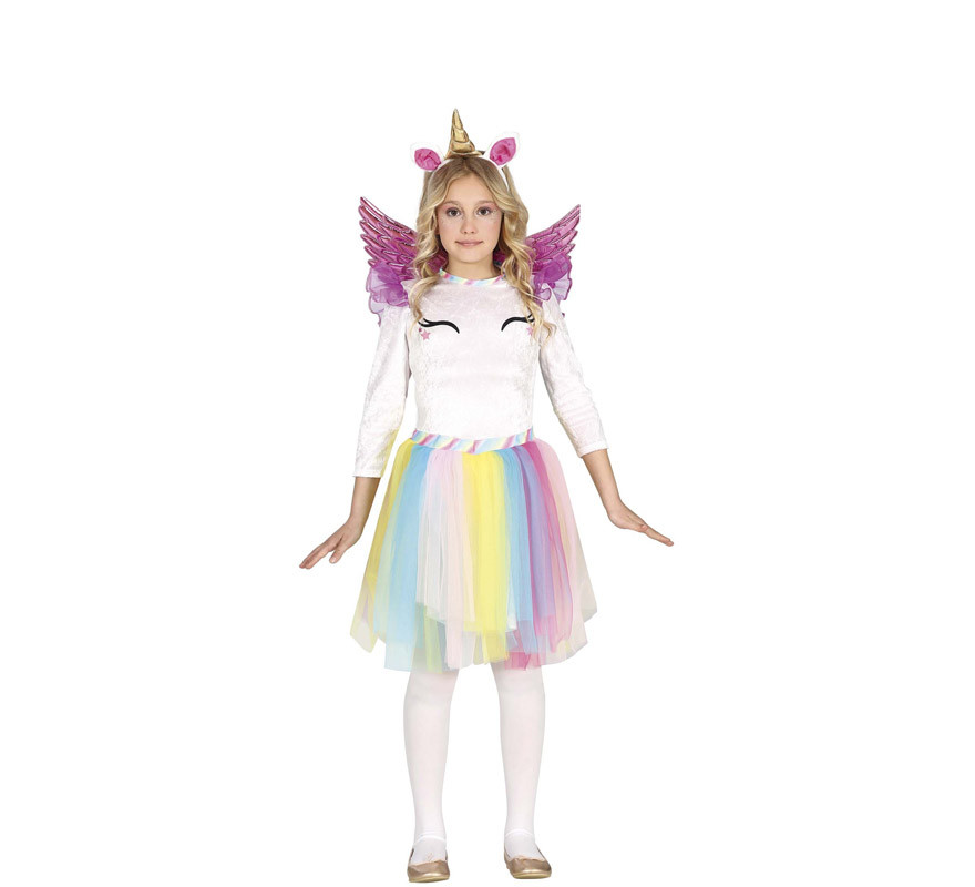 Disfraz De Unicornio Niña Diadema y Ala Arcoiris Disfraces Para Niñas  Halloween