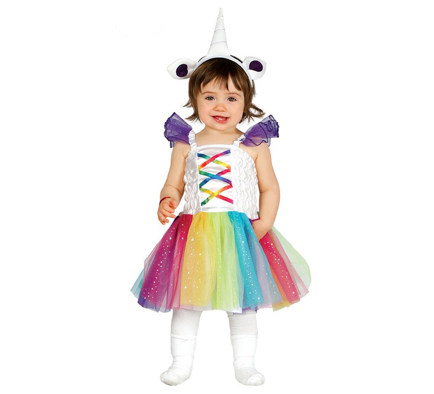 Disfraz de Unicornio Multicolor con tutú para bebé
