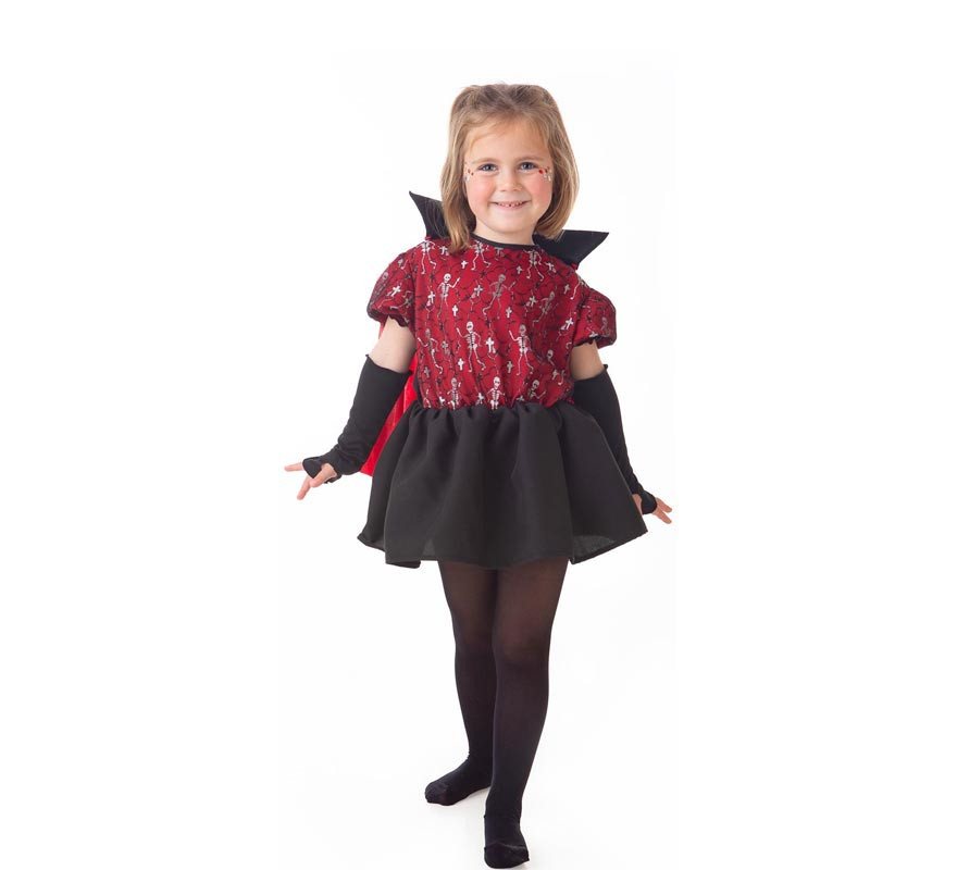 Elegant Vampire Skeleton Costume with Cape for Girls