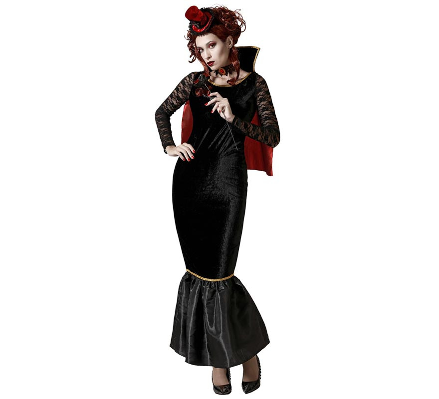 Vampiress costume with cape for women