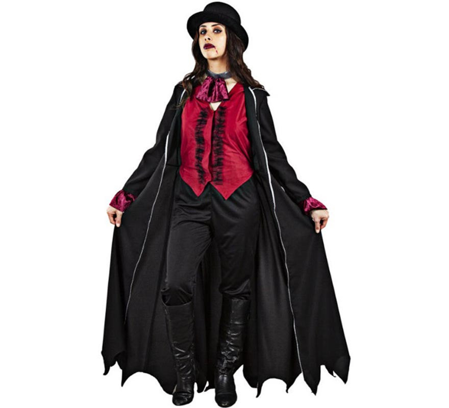 Red Gothic Vampiress Costume with Vest for Women