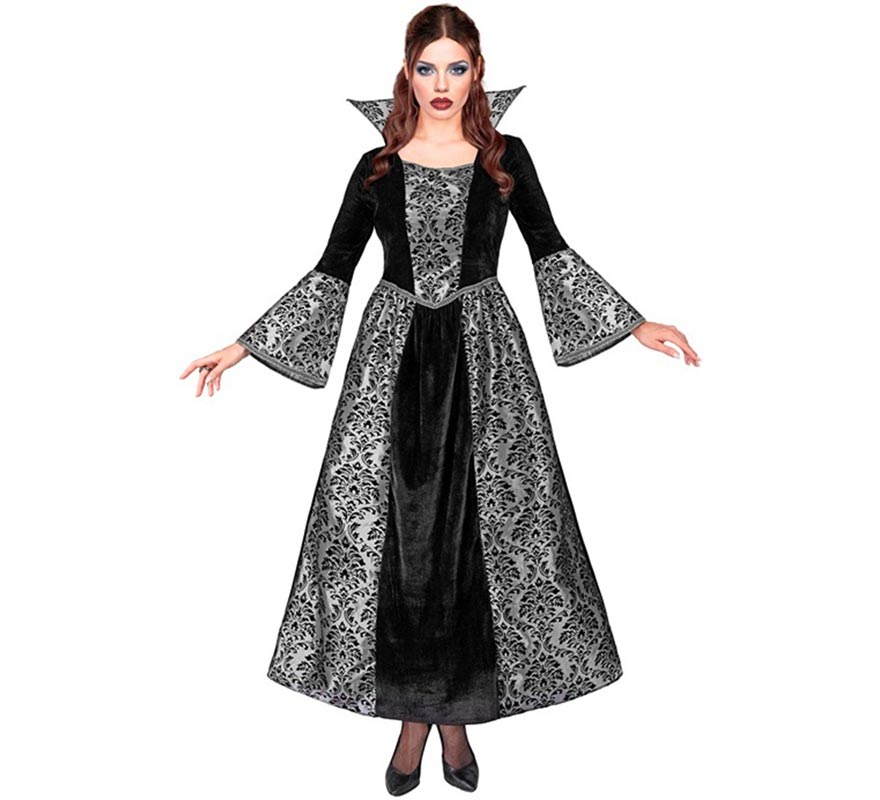 Disfraz de Vampiresa gris y negra para mujer