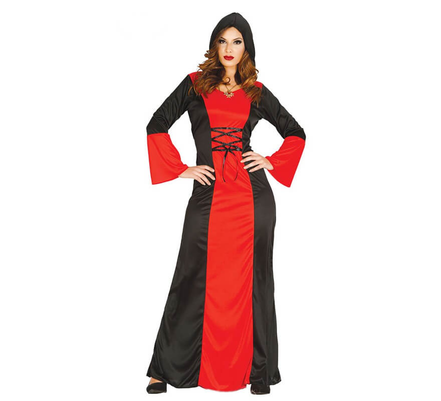 Disfraz de Vampiresa rojo y negro para mujer