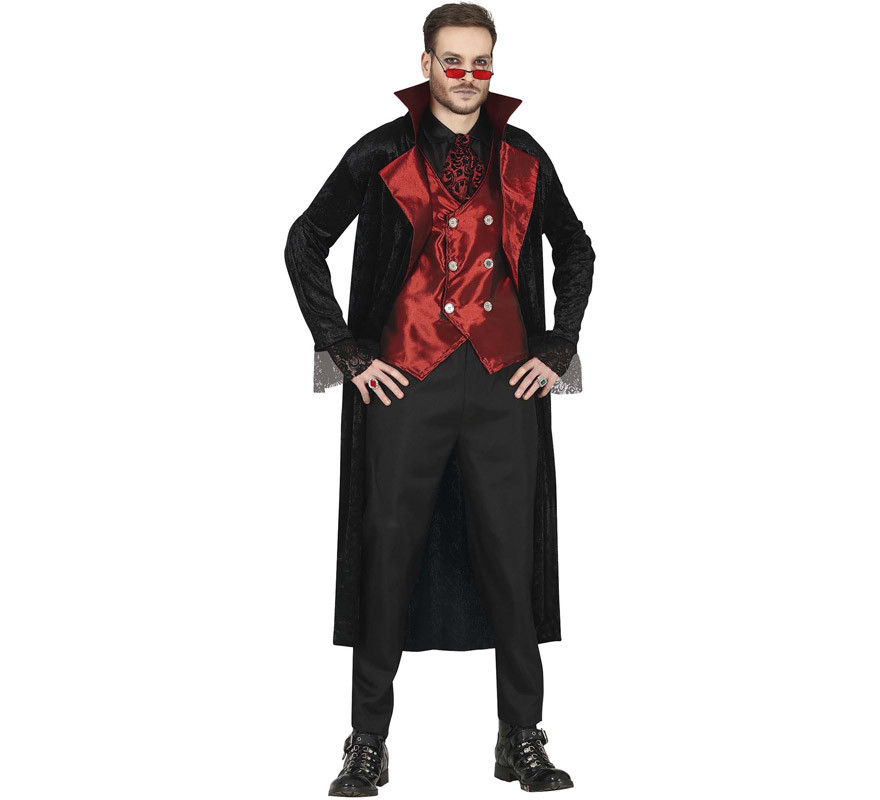Disfraz de Vampiro Maligno con chaleco rojo para hombre
