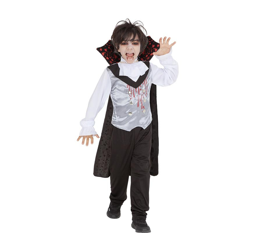 Silver Bloody Vampire Costume with Cape for Kids