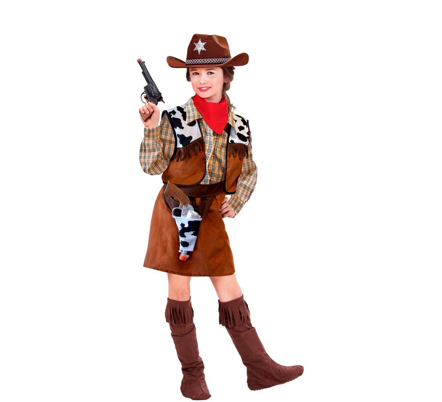 Fato de cowboy de vaqueira para menina