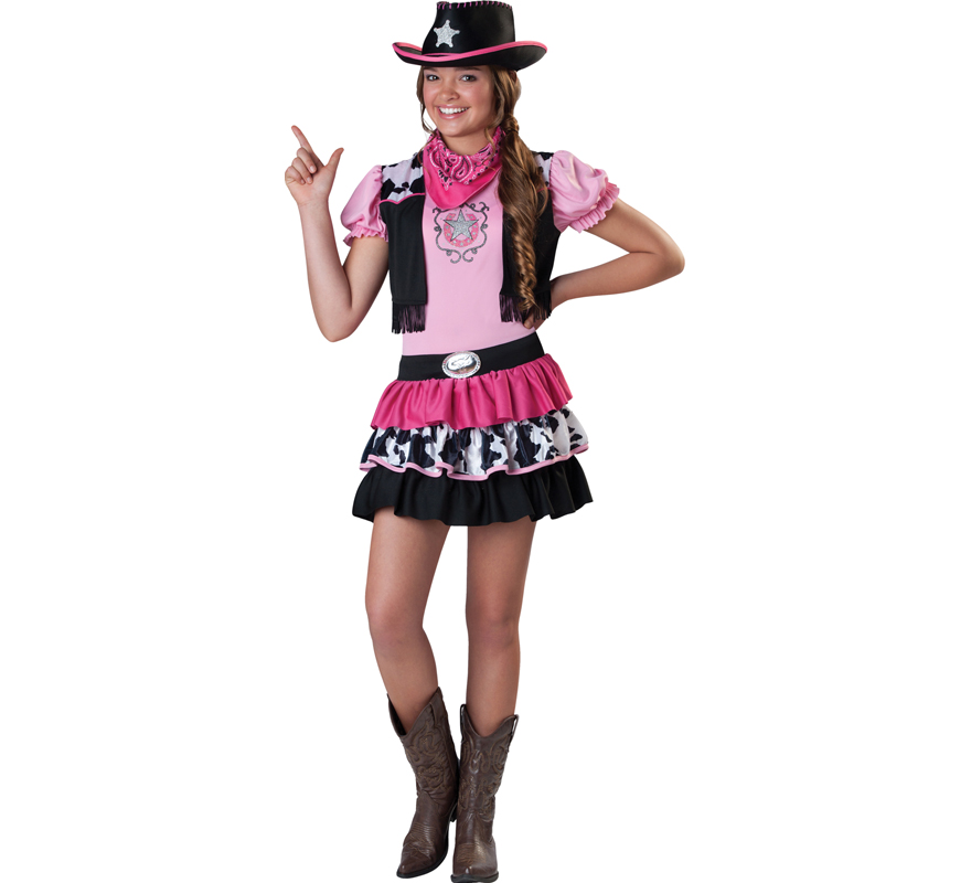 Disfraz vaquera o cowgirl rosa para niñas y adolescentes varias tallas