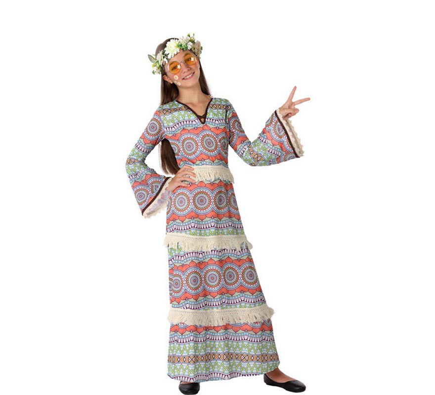 Disfraz de Vestido Hippie con para niña