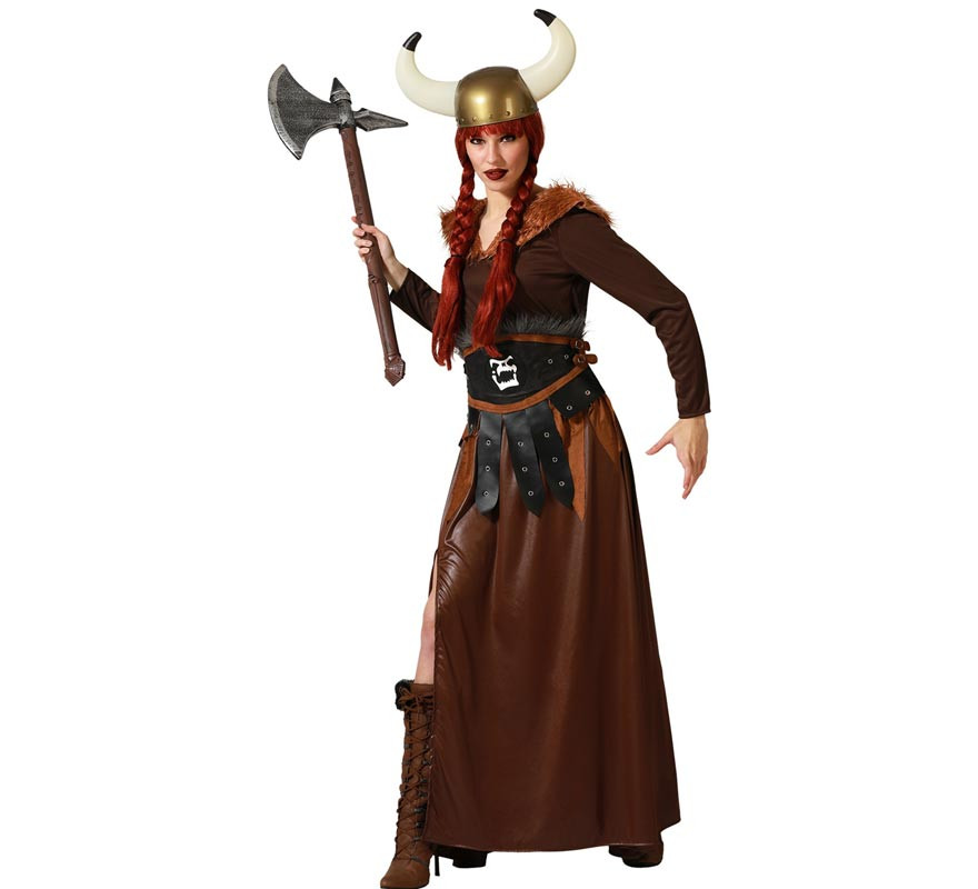 Dark brown Viking costume with belt for women