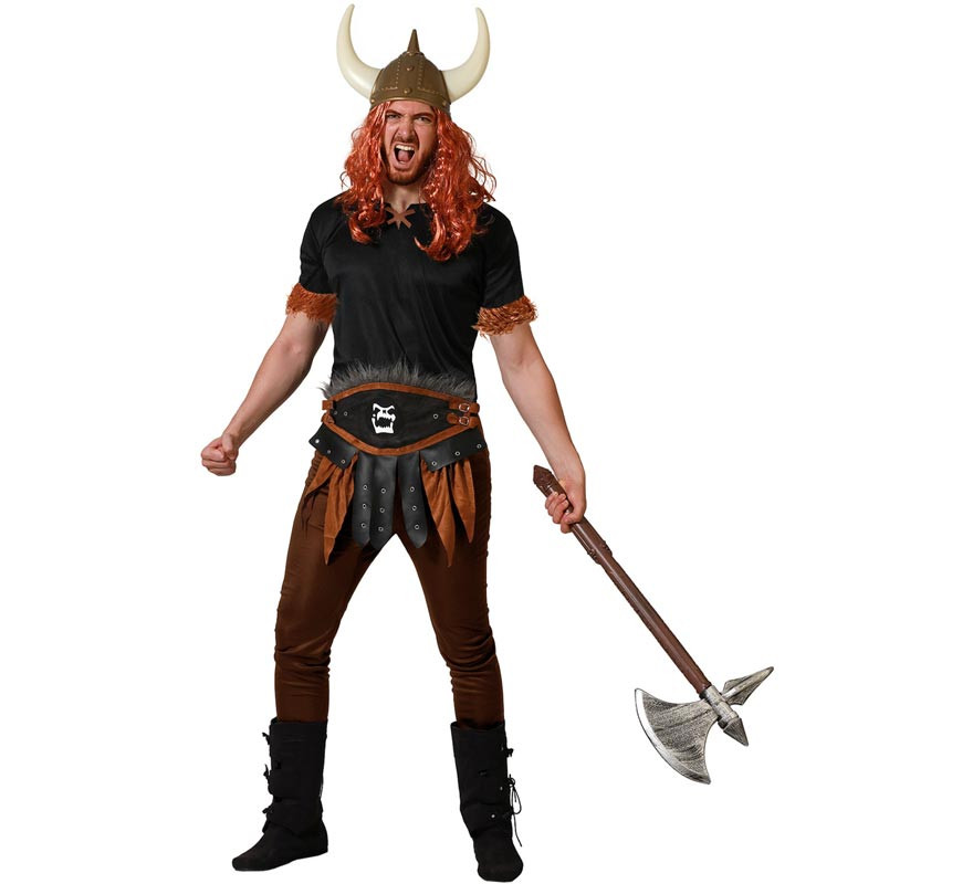 Dark brown Viking costume with belt for men