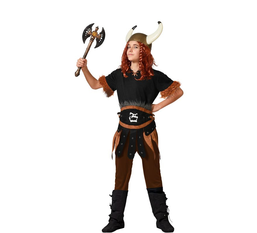 Dark brown Viking costume with belt for children