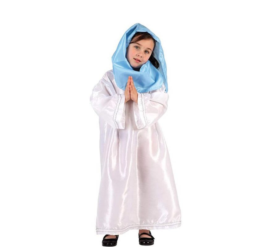 White and blue Virgin costume for girls