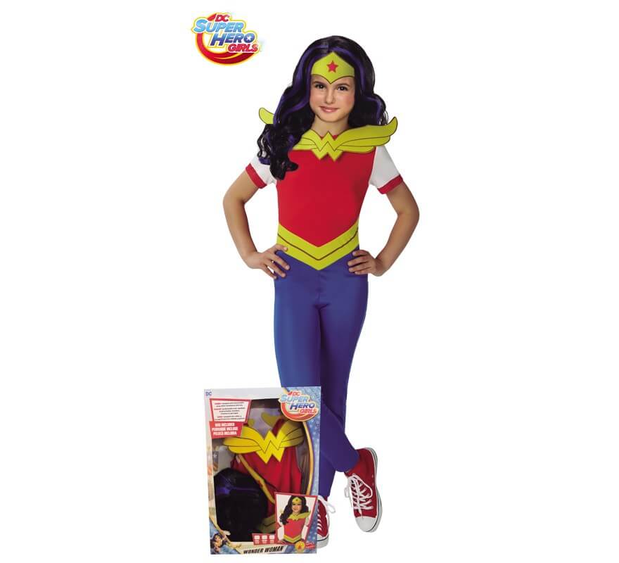 Disfraz de Wonder Woman con Peluca en Caja para niña