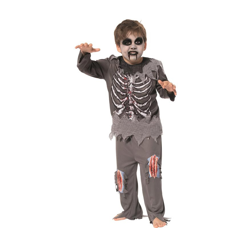 Dark Grey Hungry Zombie Costume for Kids