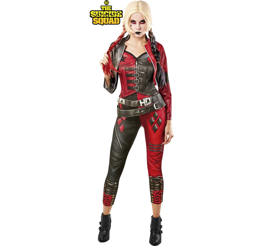 Onza tortura Paso Disfraz Harley Quinn Escuadrón Suicida 2 Negro y Rojo para Mujer