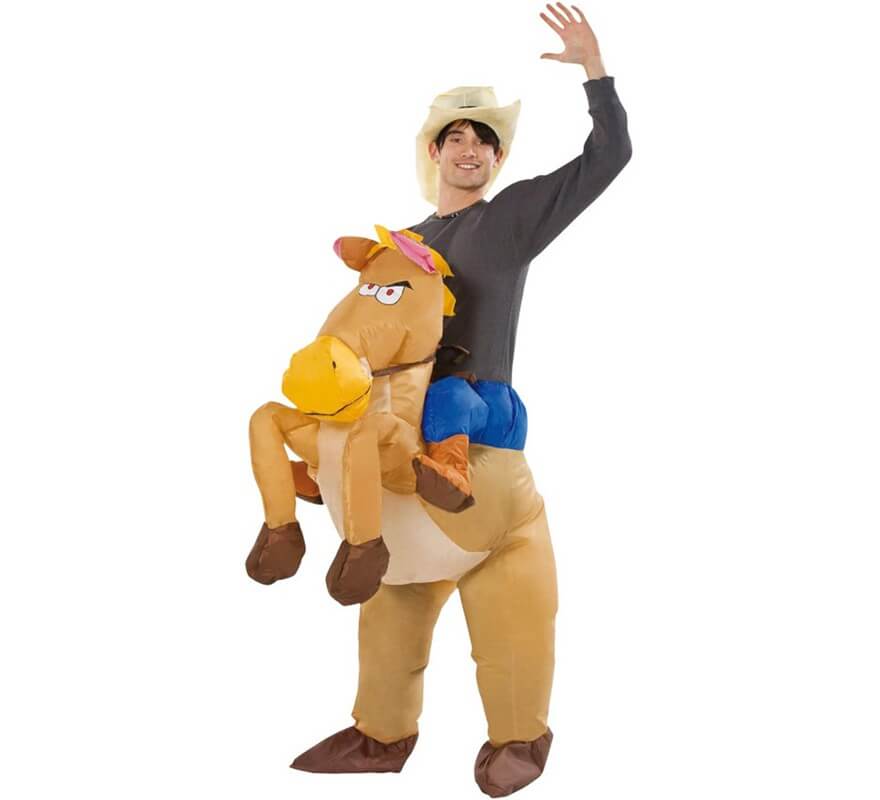 Costume da cowboy gonfiabile equitazione per adulti