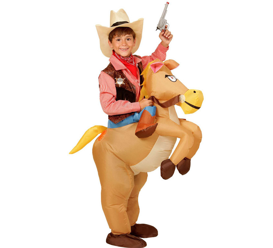 Costume gonfiabile da cavallo da cowboy per ragazzi