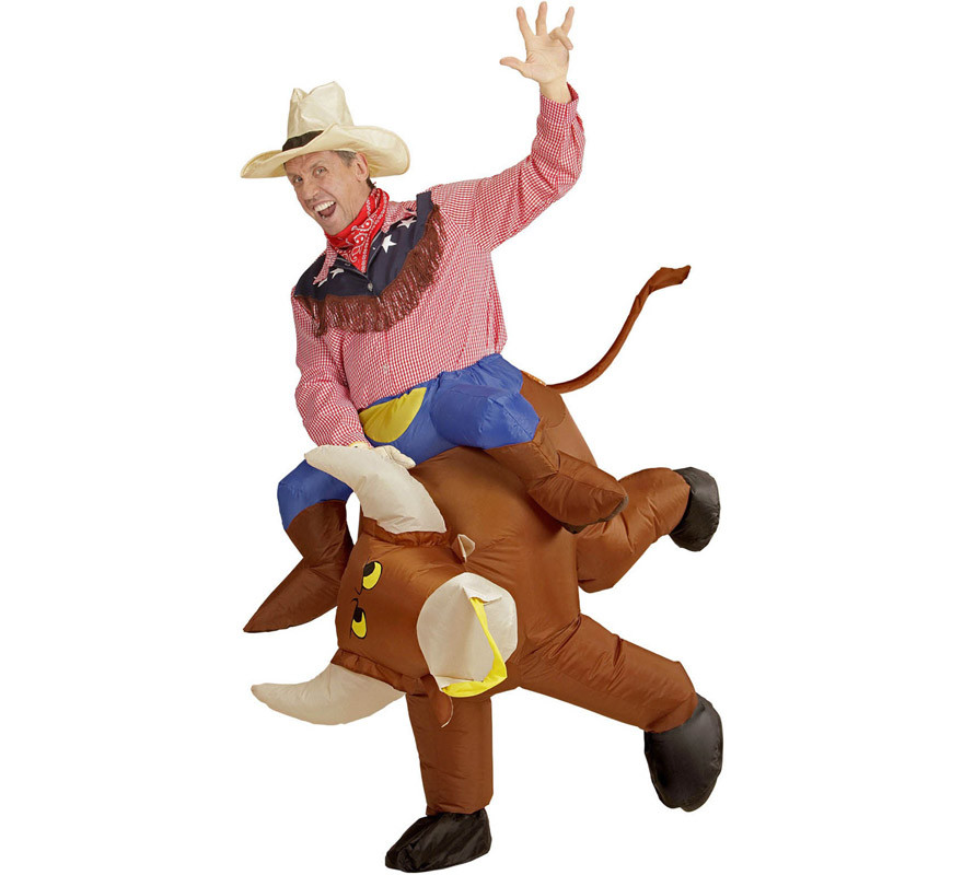 Costume da toro scatenato da cowboy gonfiabile per adulto