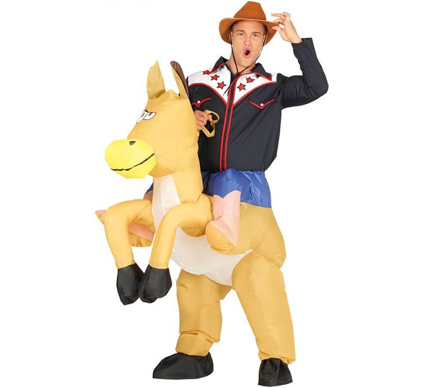 Disfraz Hinchable Vaquero montando Caballo para adultos