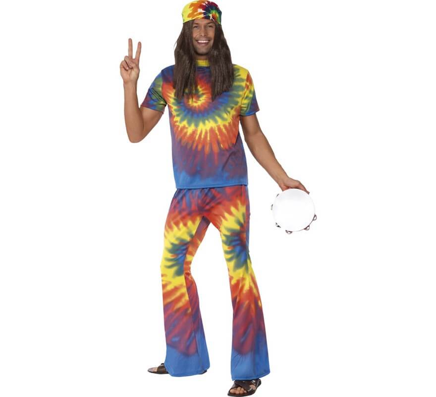 Disfraz Hippy Multicolor Tinte con Nudos para Hombre
