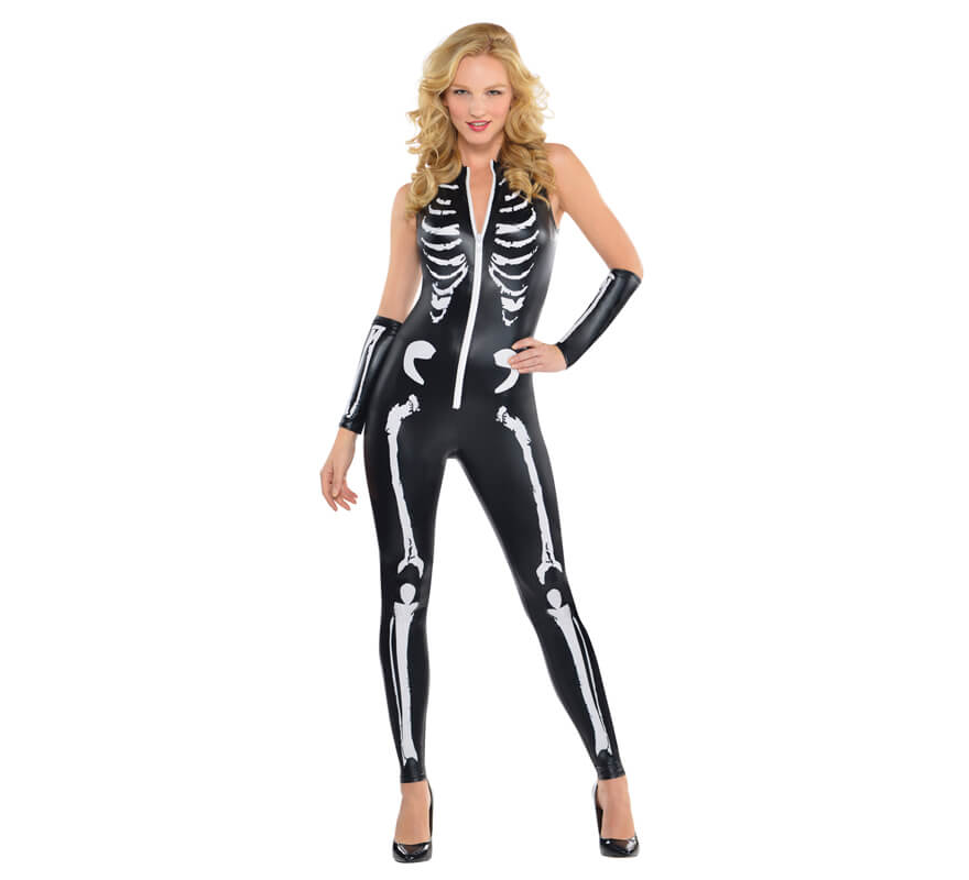 Disfraz mono Esqueleto BandN para mujeres para Halloween