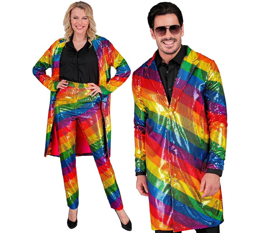 Pride Party Costume or Coat with multicolored stripes for adults