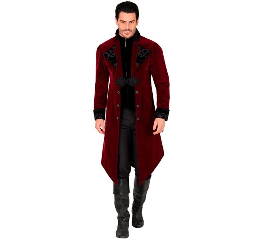 Disfraz o Abrigo Gótico Terciopelo Burdeos para hombre