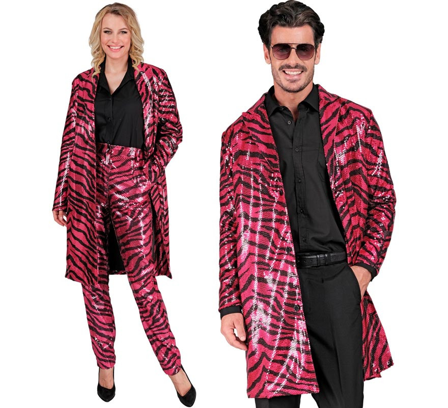 Fuchsia animal print party fashion costume or coat for adults