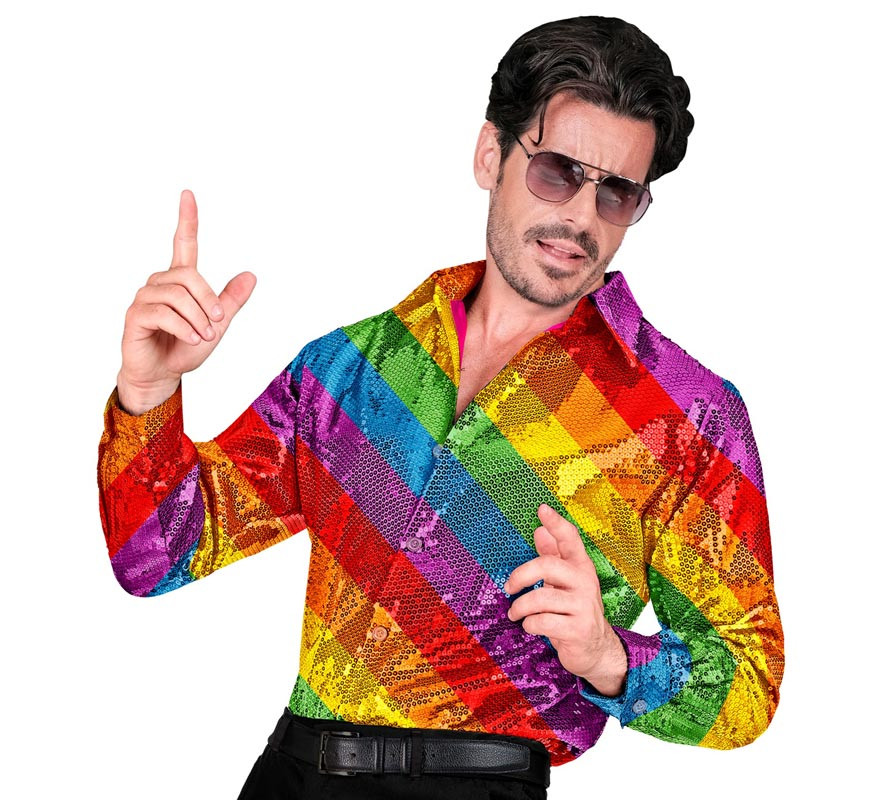 Costume or Party Shirt with multicolored stripes for men