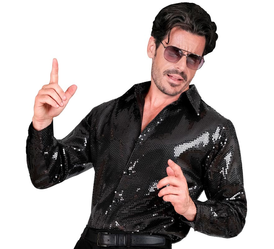 Black Fashion Costume or Shirt with sequins for men