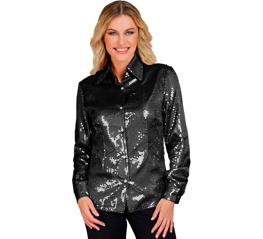 Black Fashion Costume or Shirt with sequins for women