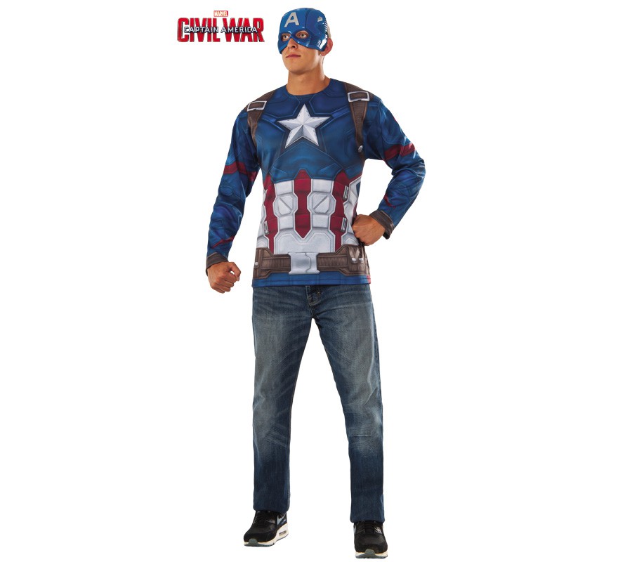 Camiseta disfraz de Capitán América para hombre