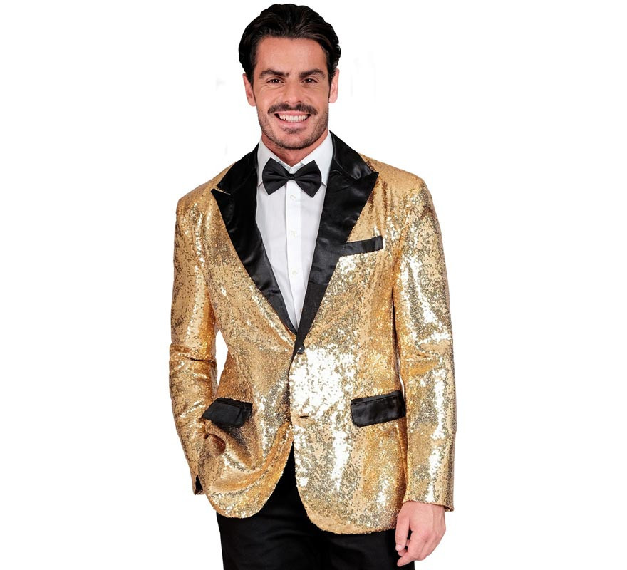 Gold and black sequin party jacket for men