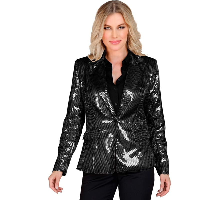 Black party jacket with sequins for women