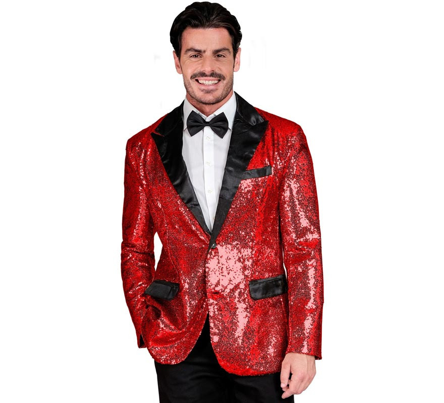 Red and black party jacket with sequins for men